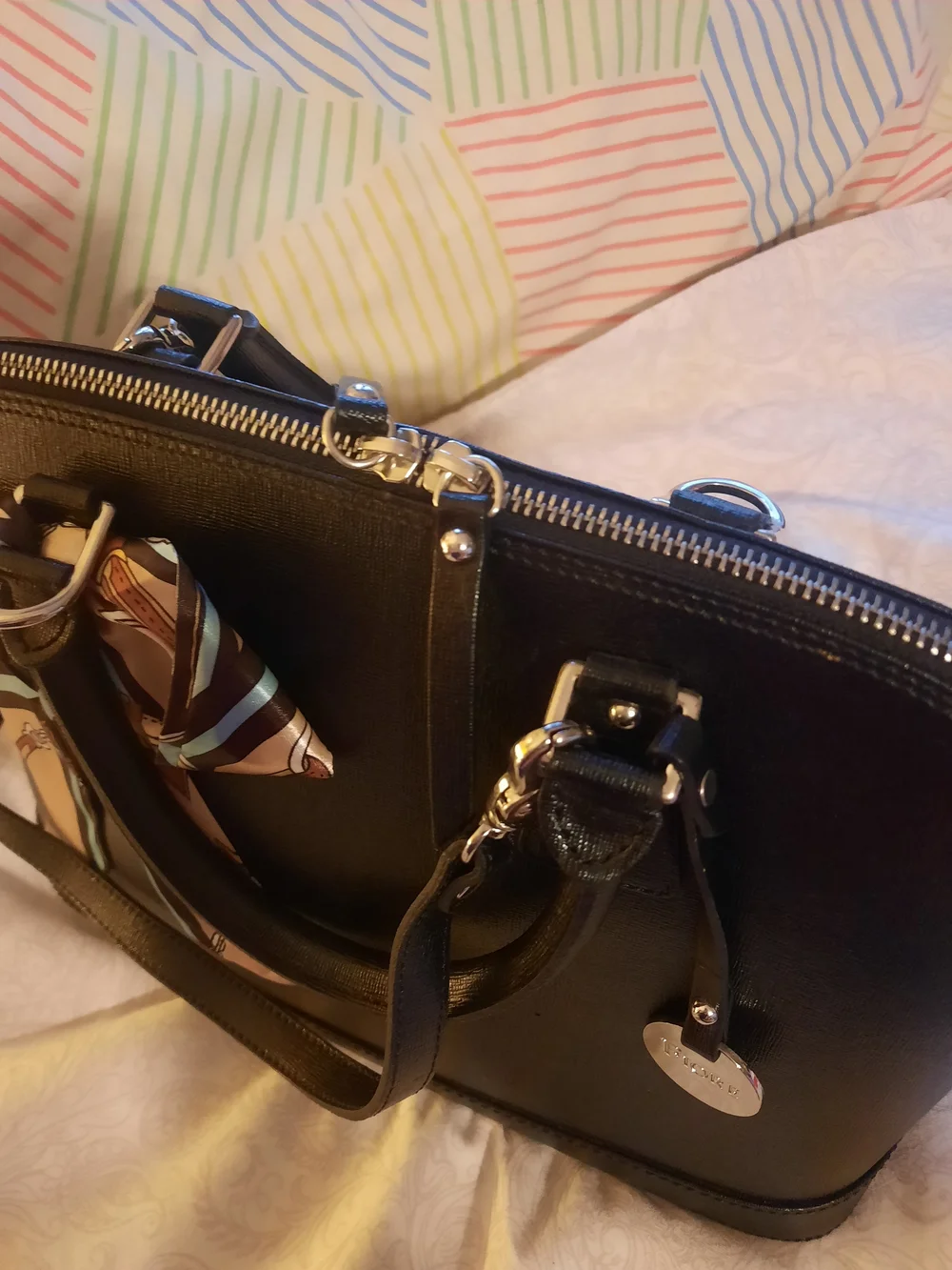 Host Pick **FiORE Black Dome Satchel with Scarf Accent